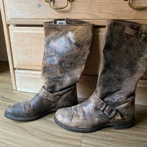 Distressed Slouchy Frye Boots